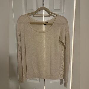 American Eagle Outfitters Cream Lace-Accent Sweatshirt
